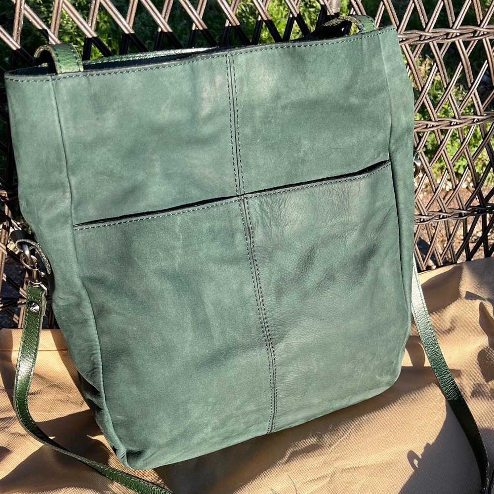Patricia Nash Norland Nubuck Dark Green Tote